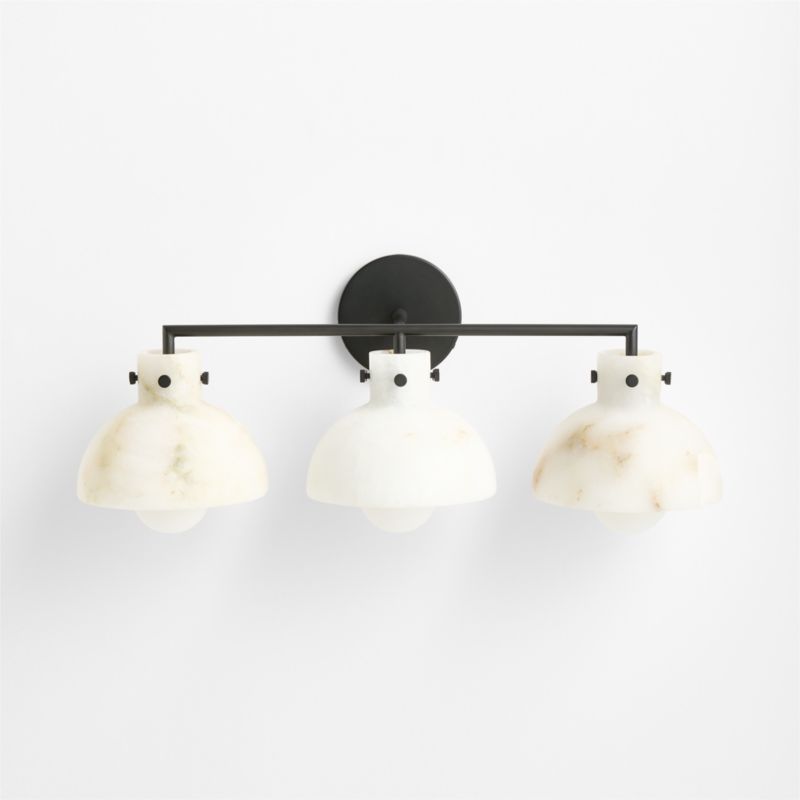 Dakota Black 3 Light Sconce with Alabaster Shade - image 1 of 4