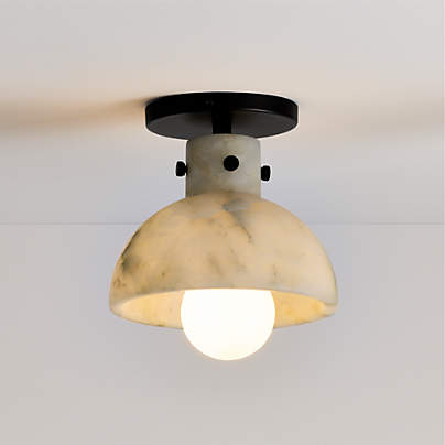 Dakota Black Flush Mount with Alabaster Shade