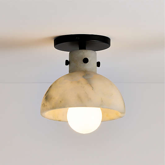 Dakota Black Flush Mount with Alabaster Shade