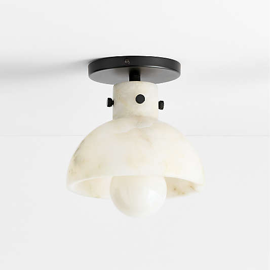 Dakota Black Flush Mount with Alabaster Shade