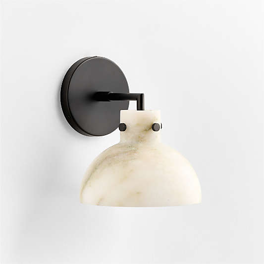 Dakota Black Sconce with Alabaster Shade