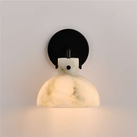 Dakota Black Sconce with Alabaster Shade