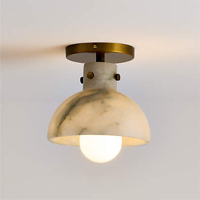 Dakota Brass Flush Mount with Alabaster Shade