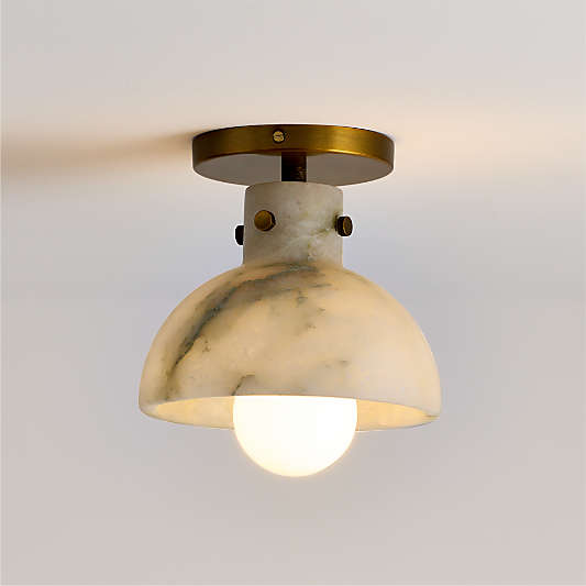 Dakota Brass Flush Mount with Alabaster Shade