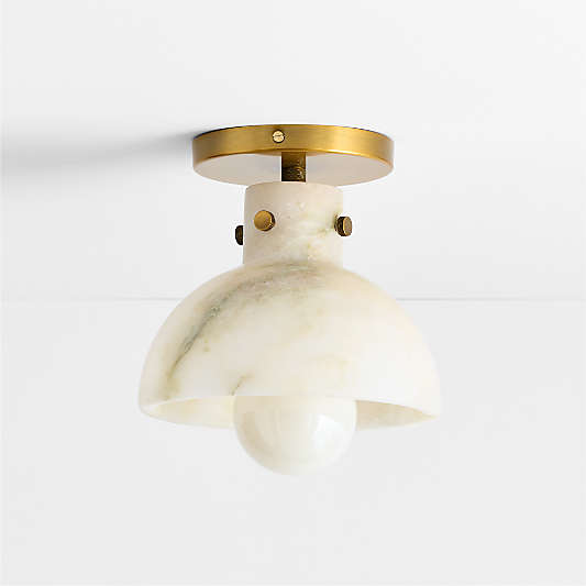 Dakota Brass Flush Mount with Alabaster Shade