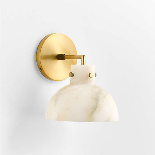 Dakota Brass Wall Sconce with Alabaster Shade