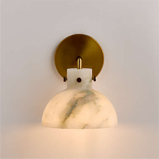 Dakota Brass Wall Sconce with Alabaster Shade