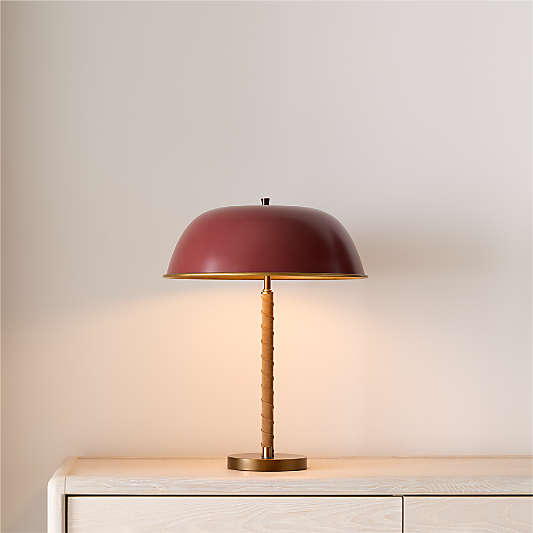 Dalton Brown Suede and Metal Dome Table Lamp by Jake Arnold 19.7"