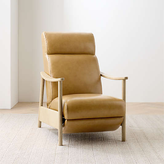 Domingo Leather Reclining Chair with Wood Frame