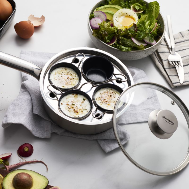Demeyere Resto 4-Cup Stainless Steel Ceramic Non-stick Egg Poacher Set - image 2 of 9