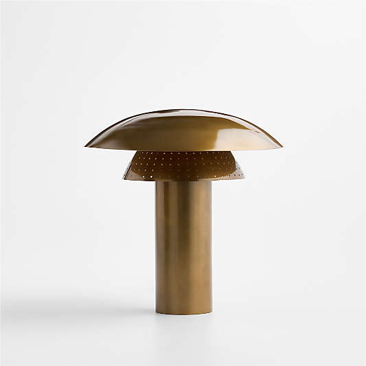 Den Brass Table Lamp with Metal Shade 14.25"