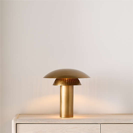 Den Brass Table Lamp with Metal Shade 14.25"