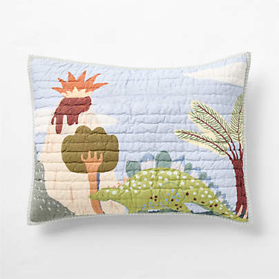 Dino Days Embroidered Organic Cotton Kids Pillow Sham