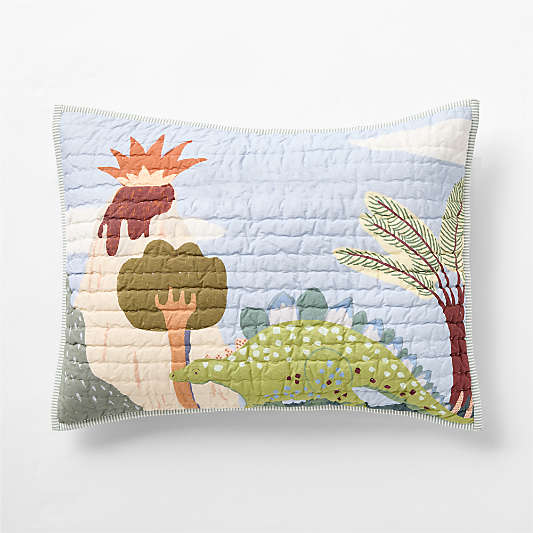 Dino Days Embroidered Organic Cotton Kids Pillow Sham