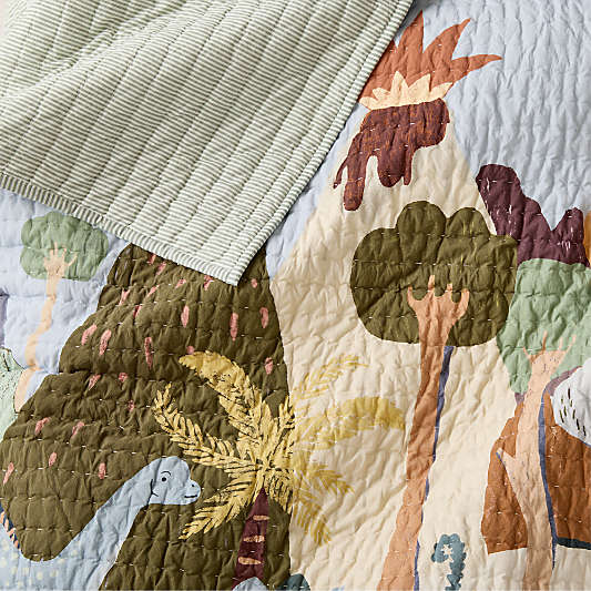 Dino Days Embroidered 100% Organic Cotton Kids Quilt