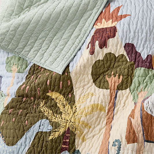 Dino Days Embroidered 100% Organic Cotton Kids Quilt