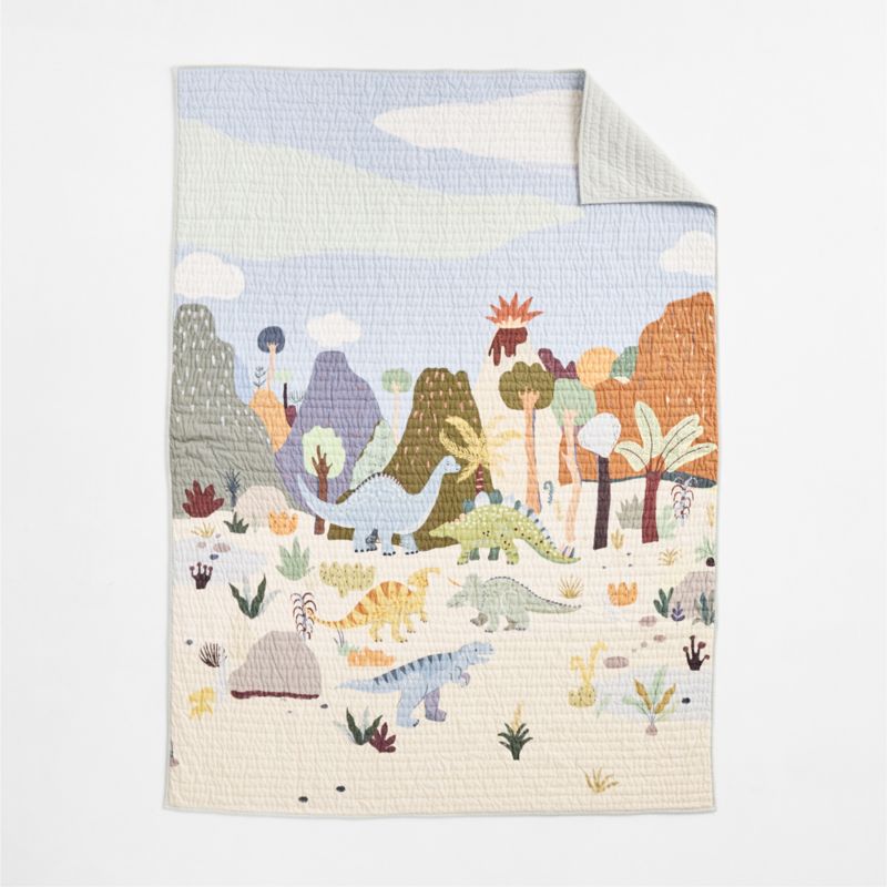 Dino Days Embroidered 100% Organic Cotton Kids Twin Quilt - image 2 of 7