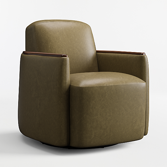Dunbar Leather Swivel Accent Chair
