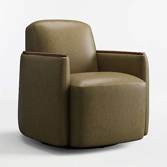 Dunbar Leather Swivel Accent Chair