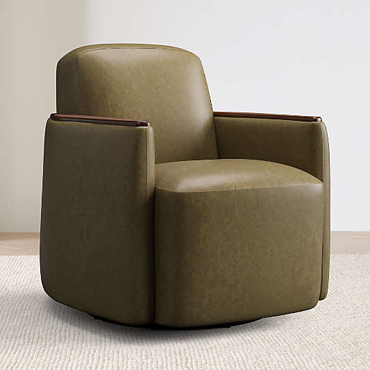 Dunbar Leather Swivel Accent Chair