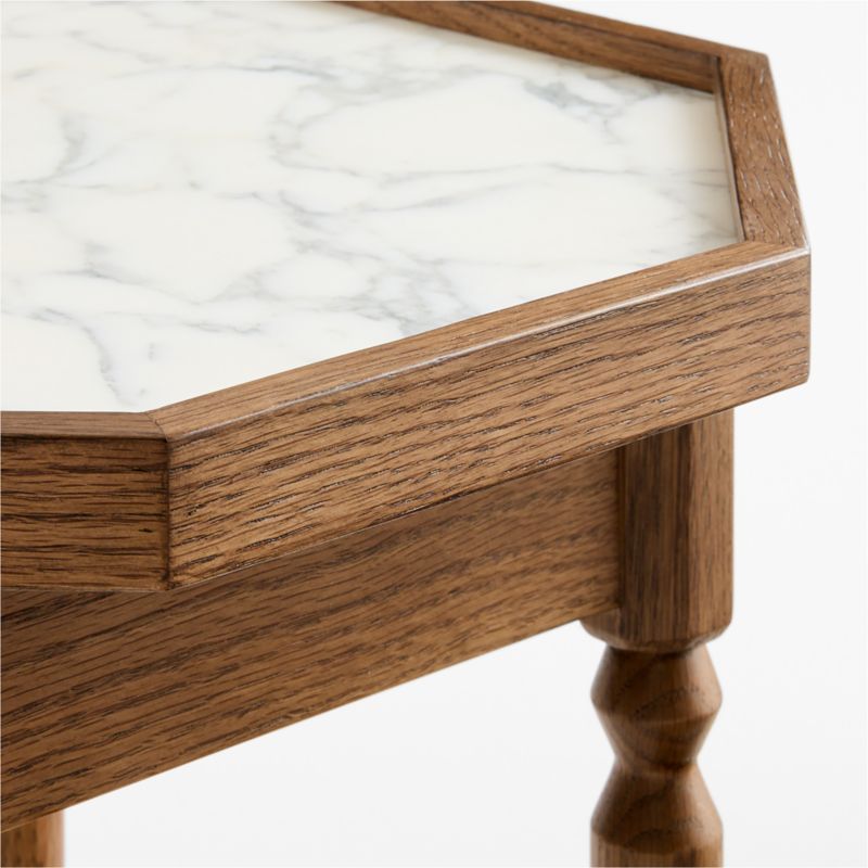 Dunfield Brown Oak Wood 18" Octagon Side Table - image 4 of 6