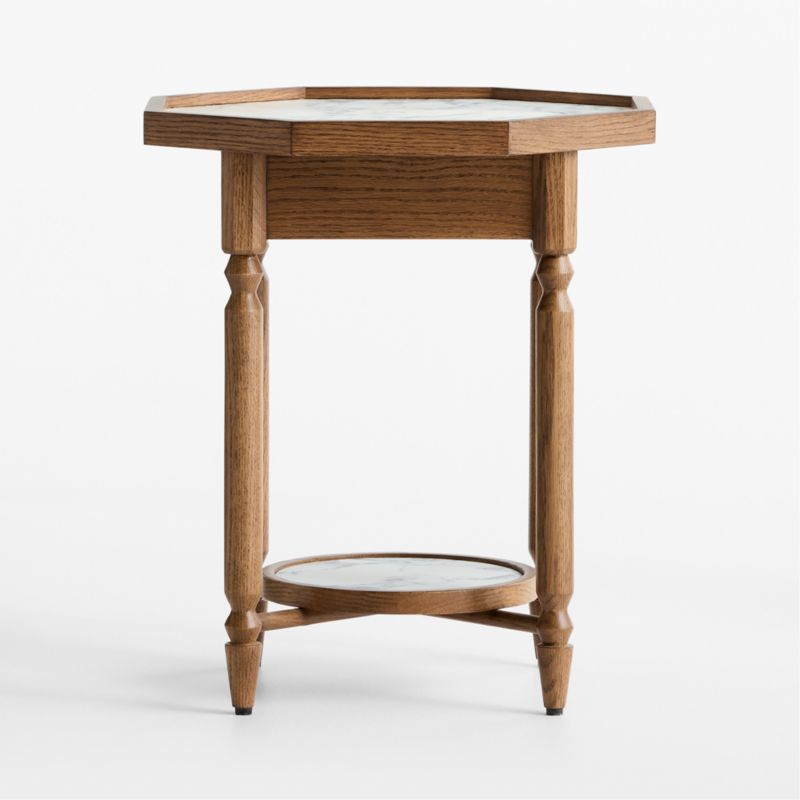 Dunfield Brown Oak Wood 18" Octagon Side Table - image 2 of 6