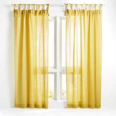 63 Sheer Dobby Gold Curtain Panel, White Cotton Curtains 63