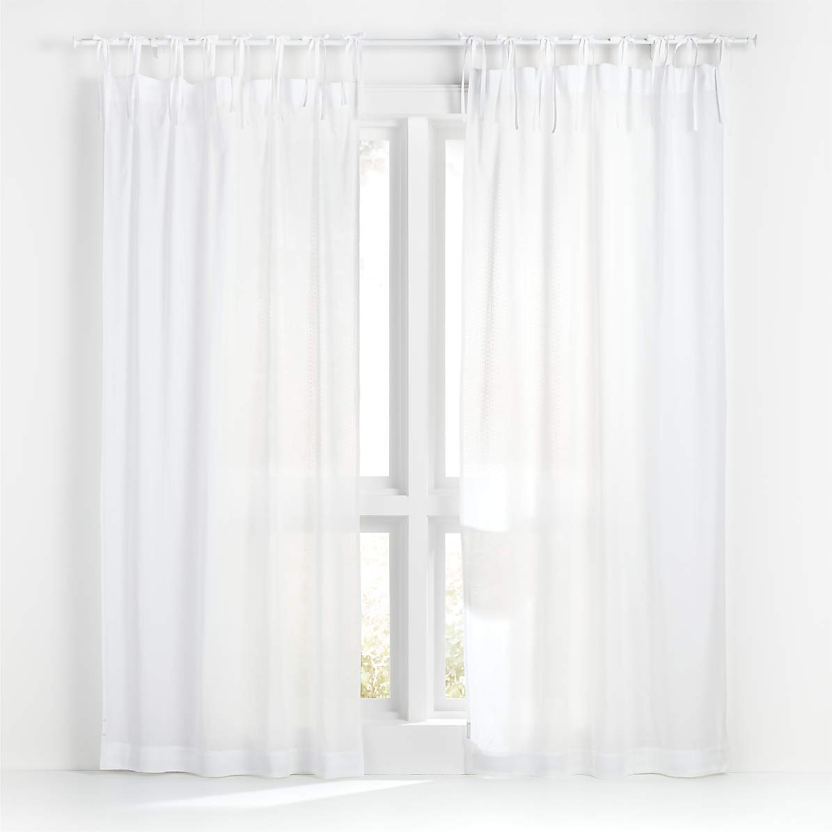 63 Sheer Dobby White Curtain Panel, Sheer White Curtains 63 Long