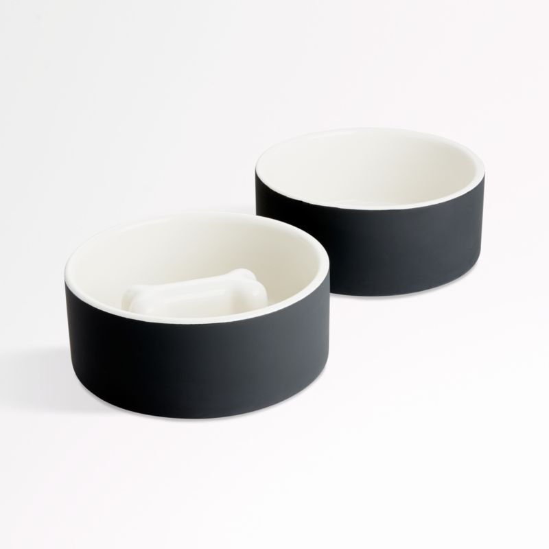 PAIKKA Large Black Ceramic Dog Water Bowl Crate & Barrel Canada