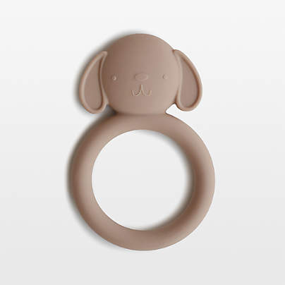 Mushie Light Brown Dog Silicone Baby Teether