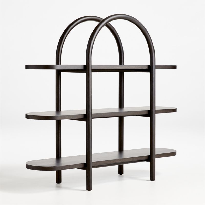 Canyon Black Wood Wide 3-Shelf Bookcase by Leanne Ford