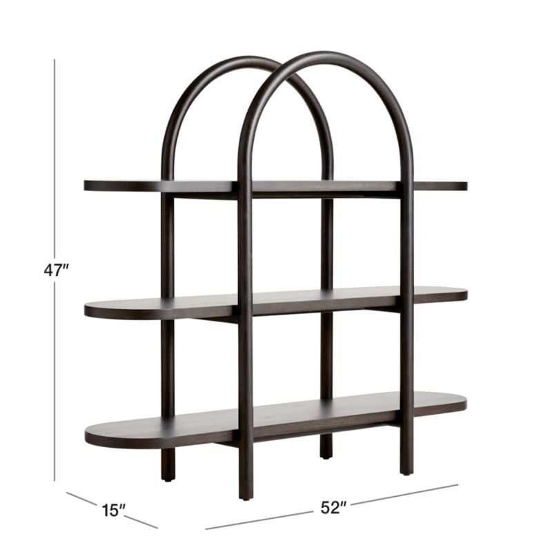 Canyon Black Wood Wide 3-Shelf Bookcase by Leanne Ford