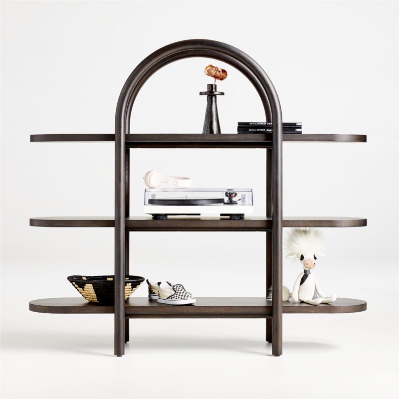 Canyon Black Wood Wide 3-Shelf Bookcase by Leanne Ford