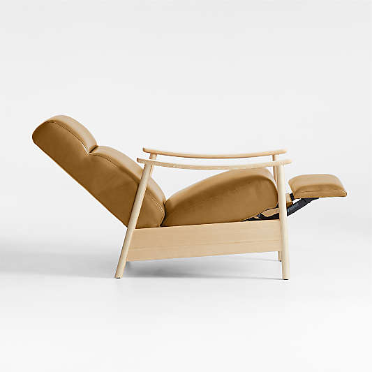 Domingo Leather Reclining Chair with Wood Frame