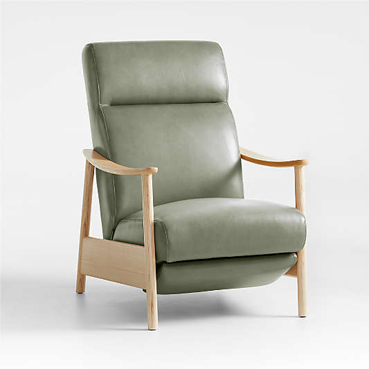 Domingo Leather Reclining Chair with Wood Frame