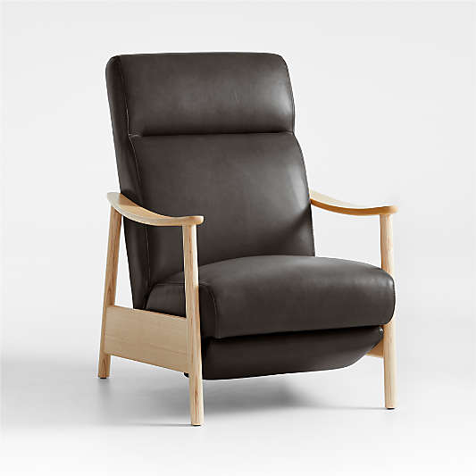 Domingo Leather Reclining Chair with Wood Frame