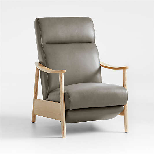 Domingo Leather Reclining Chair with Wood Frame