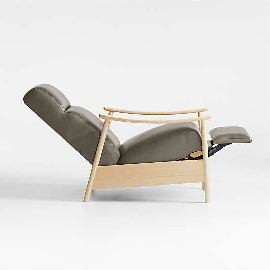 Domingo Leather Reclining Chair with Wood Frame