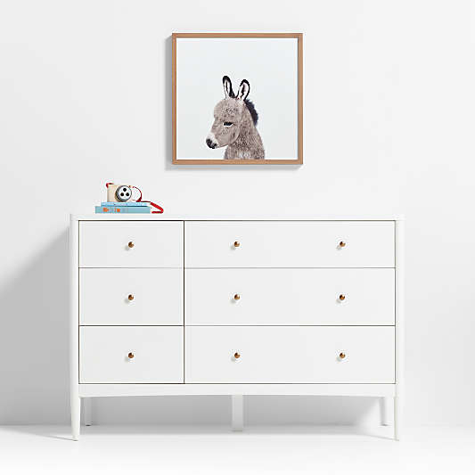 Baby Donkey Walnut Wood Framed Wall Art Print