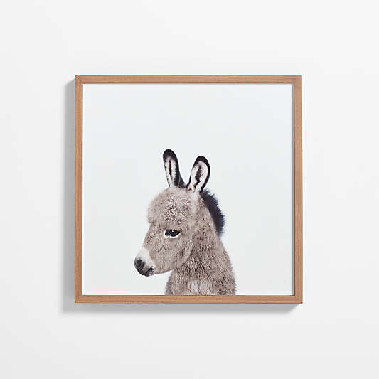 Baby Donkey Walnut Wood Framed Wall Art Print