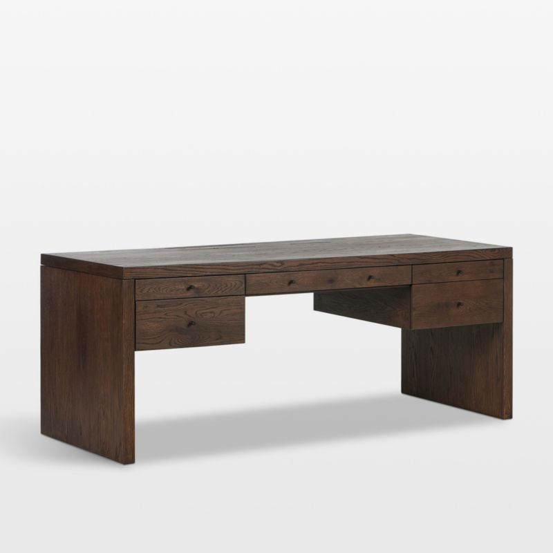 Donley 78" Umber Oak Wood Desk with Wirelsss Charging - image 2 of 8