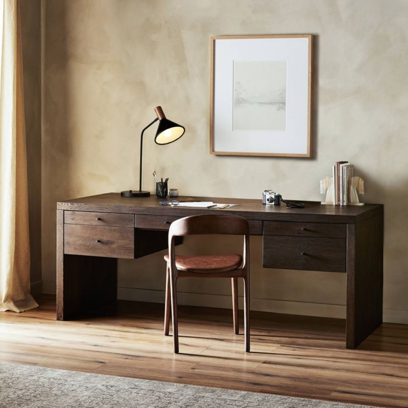 Donley 78" Umber Oak Wood Desk with Wirelsss Charging - image 1 of 8