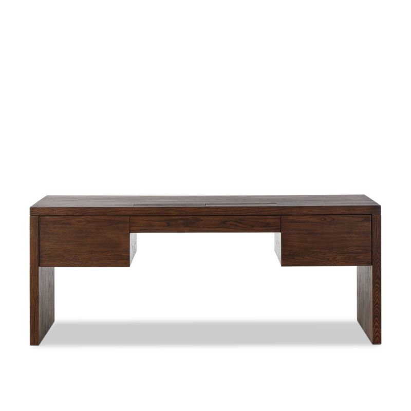 Donley 78" Umber Oak Wood Desk with Wirelsss Charging - image 3 of 8