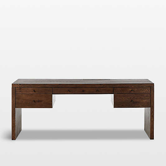 Donley 78" Umber Oak Wood Desk with Wirelsss Charging