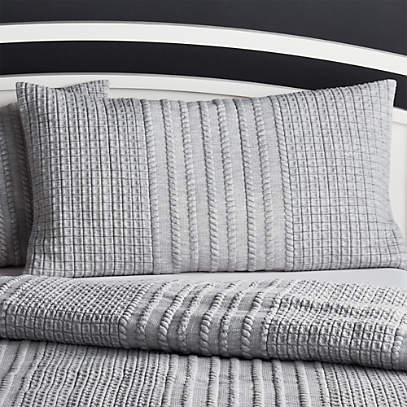 Pillow Shams Set Of 2 Oversize King White Pinstripe Cotton Poly By Koni 40 X 28 
