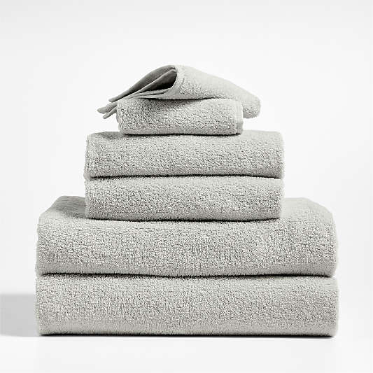 Dorm Turkish Organic Cotton Light Grey Bath Towel, Set of 6