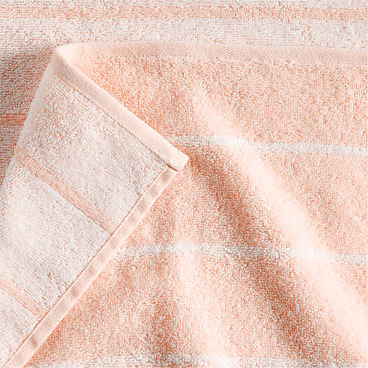 Dorm Turkish Organic Cotton Pale Pink Striped Bath Towels