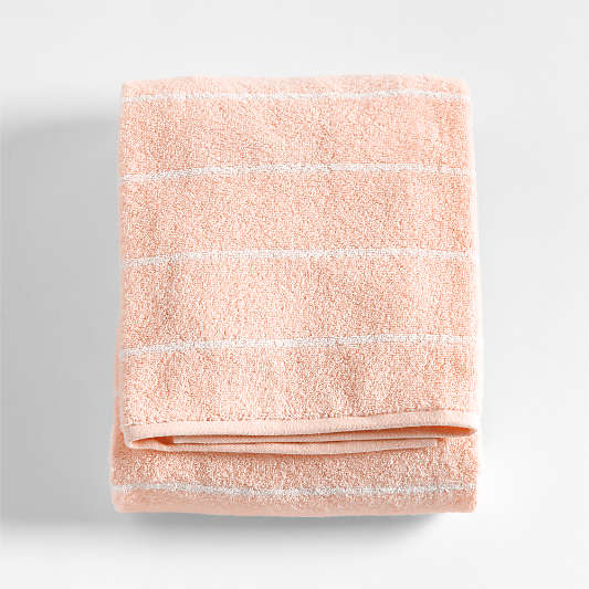 Dorm Turkish Organic Cotton Pale Pink Striped Bath Towel