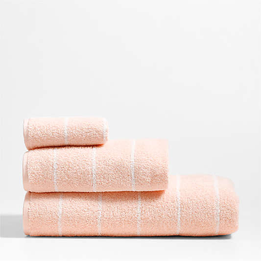 Dorm Turkish Organic Cotton Pale Pink Striped Bath Towels