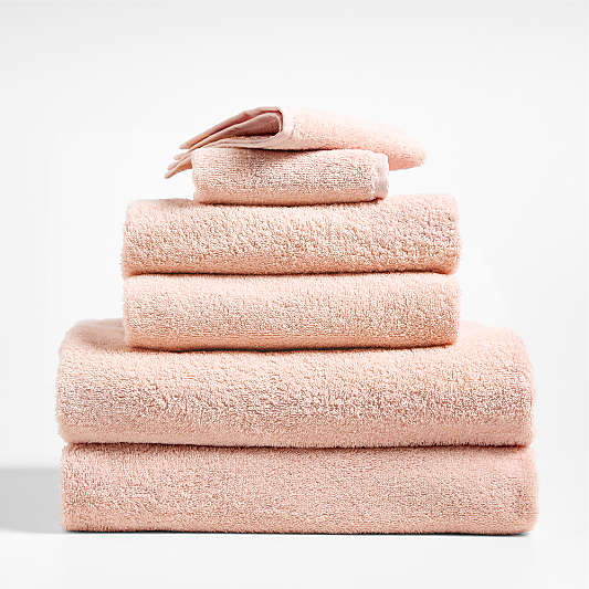 Dorm Turkish Organic Cotton Pale Pink Bath Towel, Set of 6